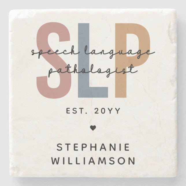Custom SLP Speech Language Pathologist Stone Coaster (Front)