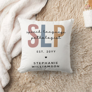 Custom SLP Speech Language Pathologist Throw Pillow