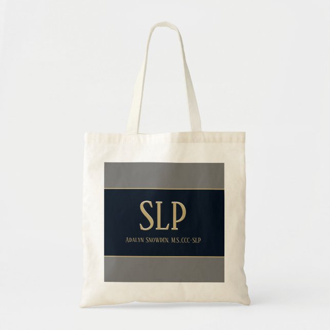 Custom SLP (speech language pathologist) tote Bag (Front)