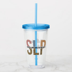 Custom SLP Speech Pathologist Leopard Print Acrylic Tumbler