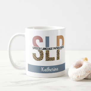 Custom SLP Speech Pathologist Leopard Print Coffee Mug