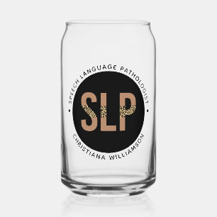 Custom SLP Speech Pathologist Leopard Print Gifts Can Glass