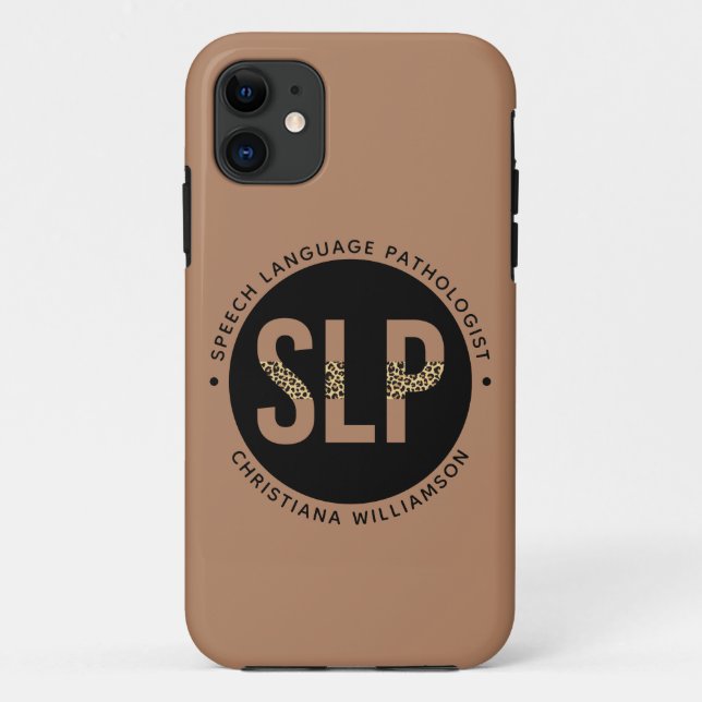 Custom SLP Speech Pathologist Leopard Print Gifts Case-Mate iPhone Case (Back)