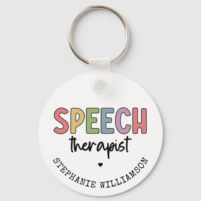 Custom SLP Speech Pathologist Speech Therapist Keychain (Front)