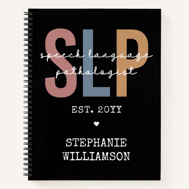 Custom SLP Speech Pathologist Speech Therapist Notebook (Front)