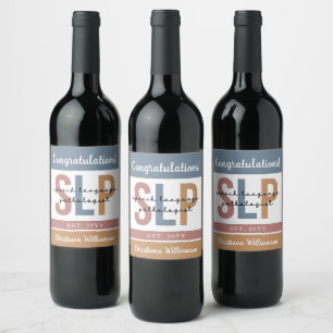 Custom SLP Speech Pathologist Speech Therapist Wine Label