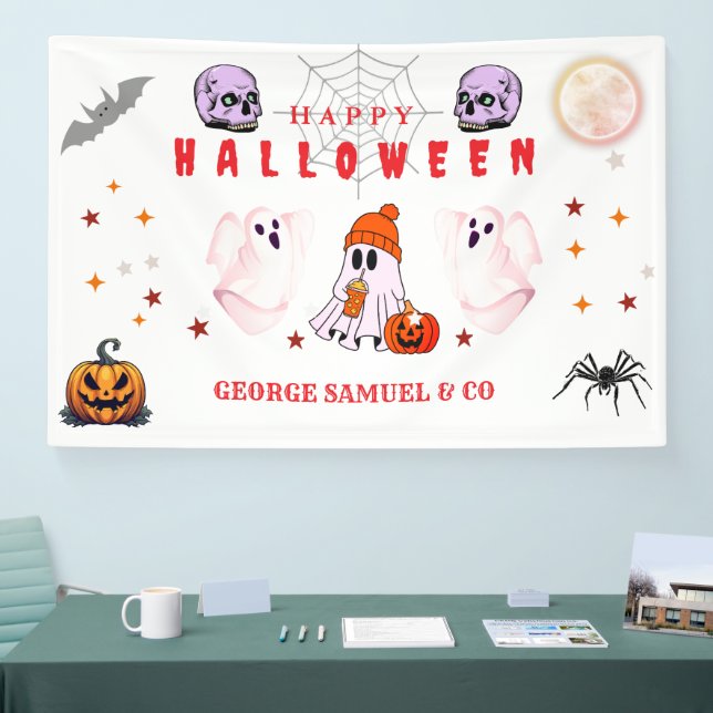 Custom Small Business Logo Halloween Party Banner (Tradeshow)