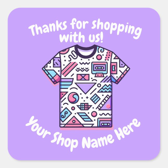 Custom Small Business Name Retro Tee POD Seller Square Sticker (Front)