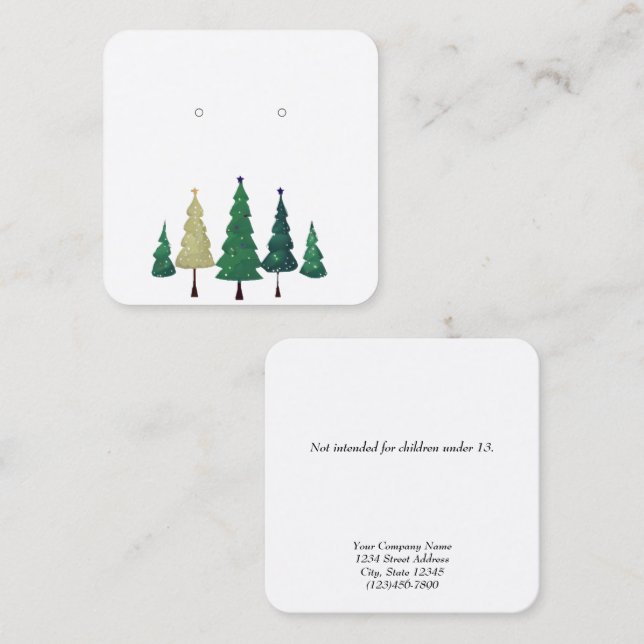 Custom Small Christmas Tree Earring Display Cards (Front/Back)