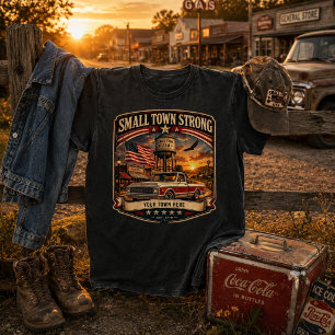 Custom Small Town Strong Vintage USA Flag Pickup T-Shirt