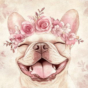 Custom Smiling Pink French Bulldog Greeting Card