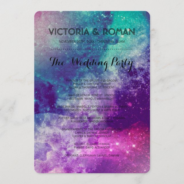 Custom Smokey Galaxy Wedding Programs (Front)