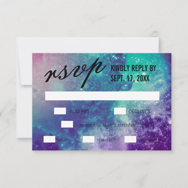 Custom Smokey Galaxy Wedding RSVP Cards (Front)