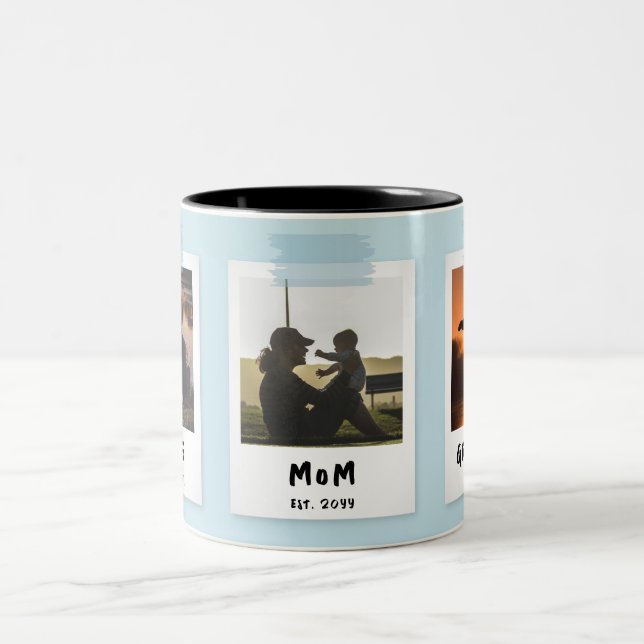 Custom Snapshot Style Mother's Day Grandma Gift Two-Tone Coffee Mug (Center)
