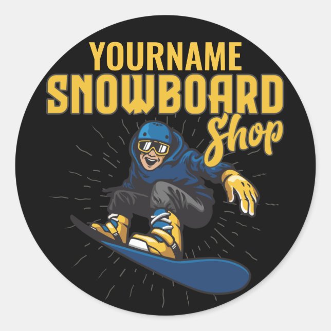 Custom Snow Boarder Snowboarding Shop Big Air  Classic Round Sticker (Front)