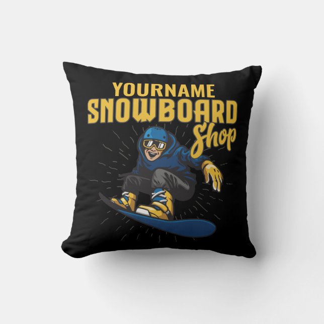 Custom Snow Boarder Snowboarding Shop Big Air Throw Pillow (Front)