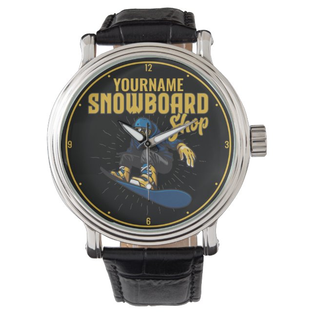 Custom Snow Boarder Snowboarding Shop Big Air Watch (Front)