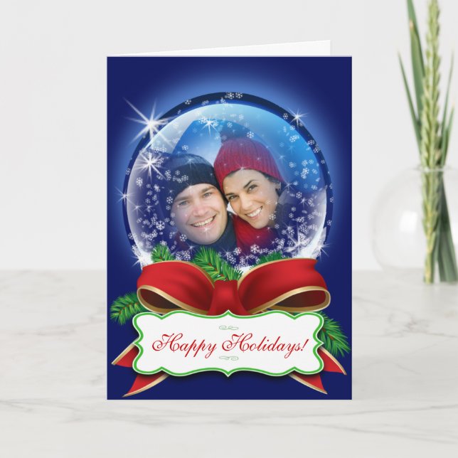 Custom Snow Globe Christmas Photo Template Holiday (Front)