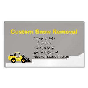 Custom Snow Removal Bulldozer Business Magnetic Business Card