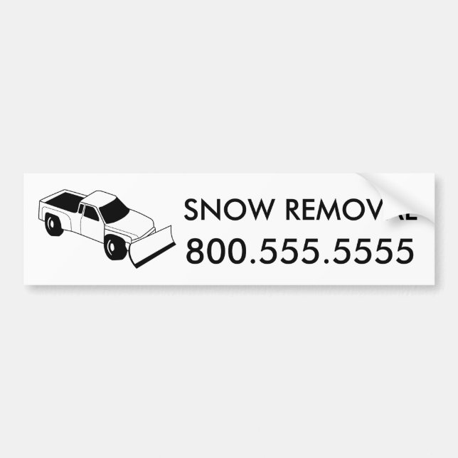 custom snow removal : snow plow truck bumper sticker (Front)