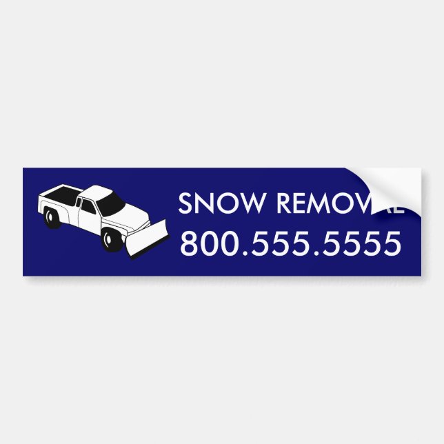 custom snow removal : snow plow truck bumper sticker (Front)