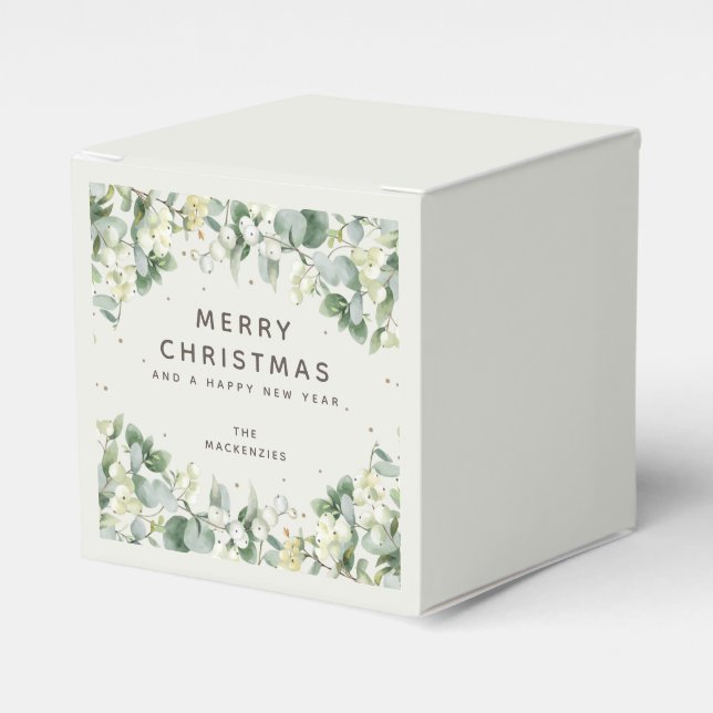 Custom Snowberry + Eucalyptus Christmas Favour Box (Front Side)
