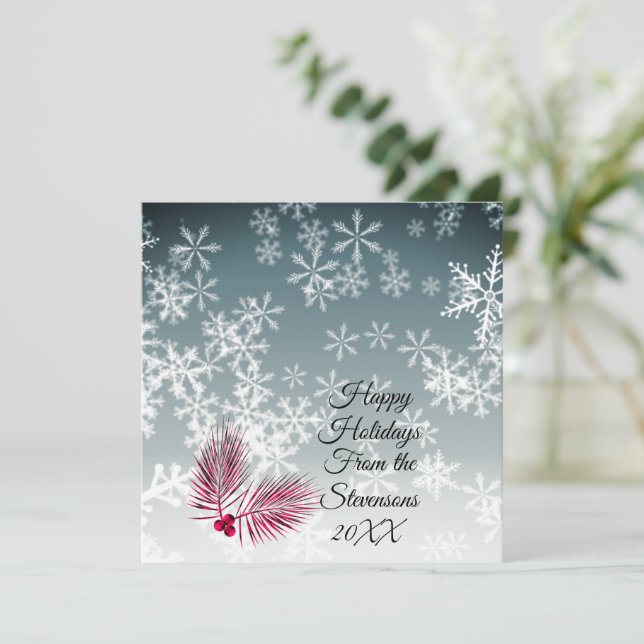 Custom Snowflake Christmas Flat Card (Standing Front)