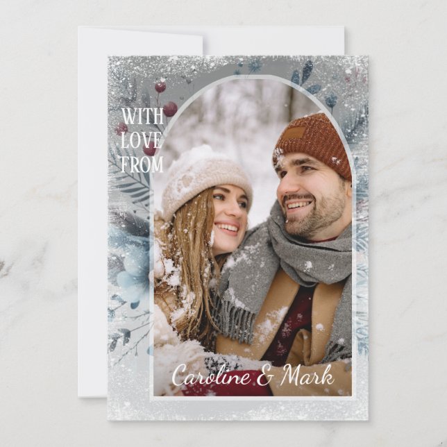 Custom Snowflakes & Chic Botanical Holiday Wreath (Front)