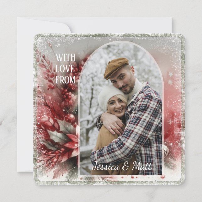 Custom Snowflakes & Chic Botanical Holiday Wreath (Front)
