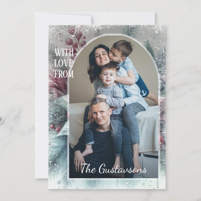 Custom Snowflakes & Chic Botanical Holiday Wreath (Front)