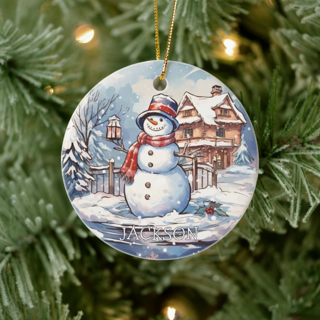 Custom Snowman Christmas Ornament (Tree)