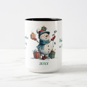Custom Snowman Golfer Holiday Mug