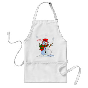 Custom snowman on snow and snowflakes standard apron