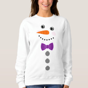 Custom Snowman Purple Bowtie Black Buffalo Buttons Sweatshirt