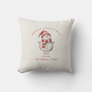 Custom Snowman watercolor Christmas vibe gift Throw Pillow