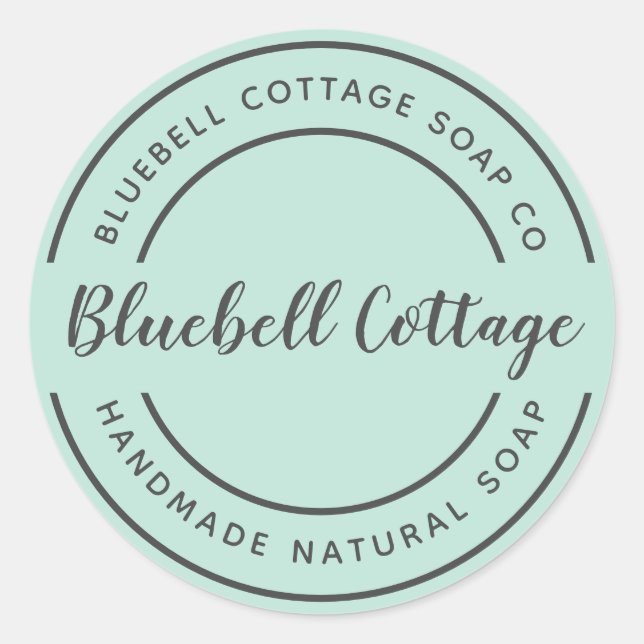 Custom Soap Business Modern Elegant Mint Sticker (Front)