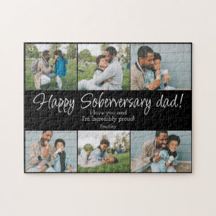 Custom Sober Anniversary Dad 6 Photos Personalized Jigsaw Puzzle