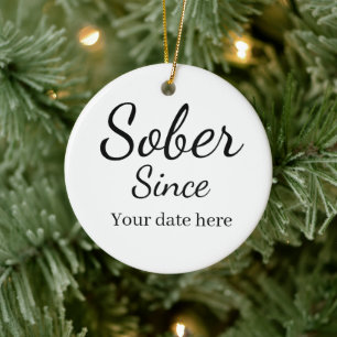 Custom “Sober Since” Keychain - Sobriety Date Ceramic Ornament