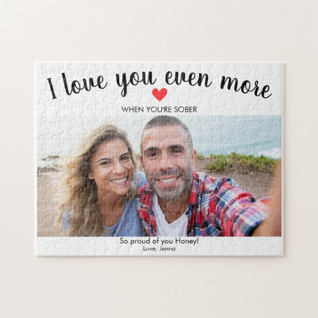 Custom Sobriety Gift 1 Photo Personalized Jigsaw Puzzle (Horizontal)