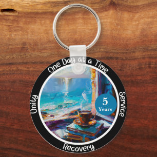 Custom Sobriety Milestone Gift - Ocean Vibes Keychain