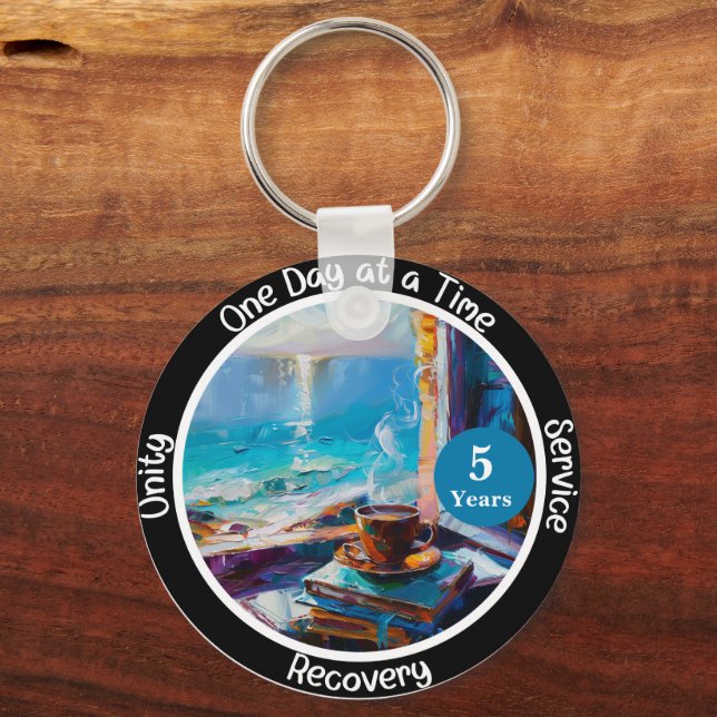 Custom Sobriety Milestone Gift - Ocean Vibes Keychain (Front)