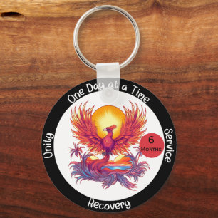 Custom Sobriety Milestone Gift - Phoenix Keychain