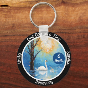 Custom Sobriety Milestone Gift - Swan In Lake Keychain