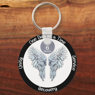 Custom Sobriety Recovery Milestone Gift - Wings Keychain