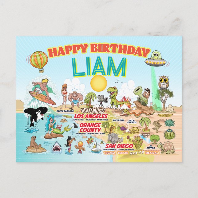 Custom SoCal Birthday Invitation Postcard (Front)