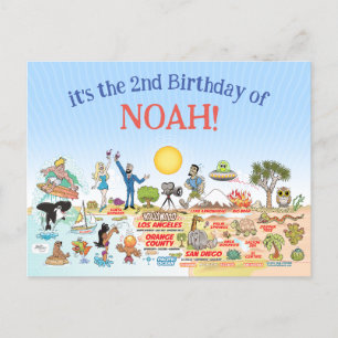 Custom SoCal Birthday Invitation Postcard