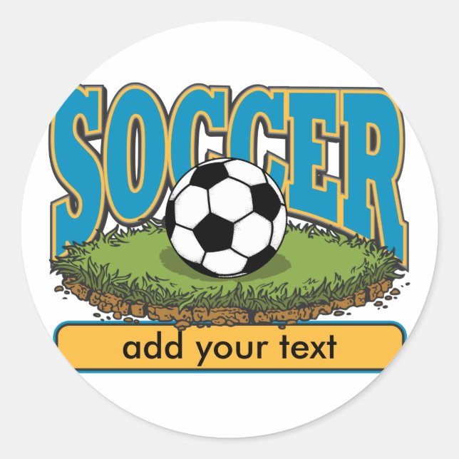 Custom Soccer Add Text Classic Round Sticker (Front)