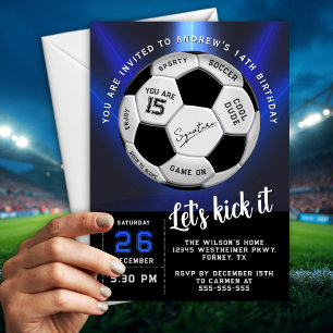 Custom Soccer Ball Modern Birthday Fully Editable Invitation