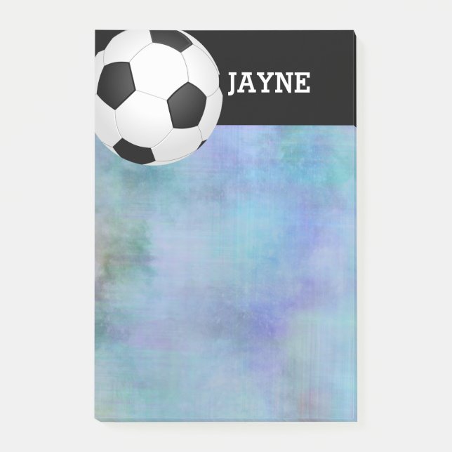 custom soccer  ball post it note in blue  (Front)