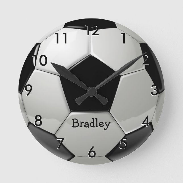 Custom Soccer Ball Sports Round Clock (Front)